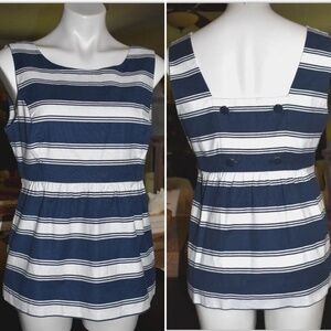 $118 Vineyard Vines Stripe Sleeveless Woven Peplum Top 10 Nautical Sailor Blouse